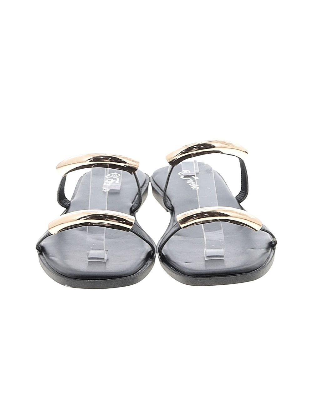 Forever Black Slide Sandal with Gold Accent Rings - Picture 2 of 2